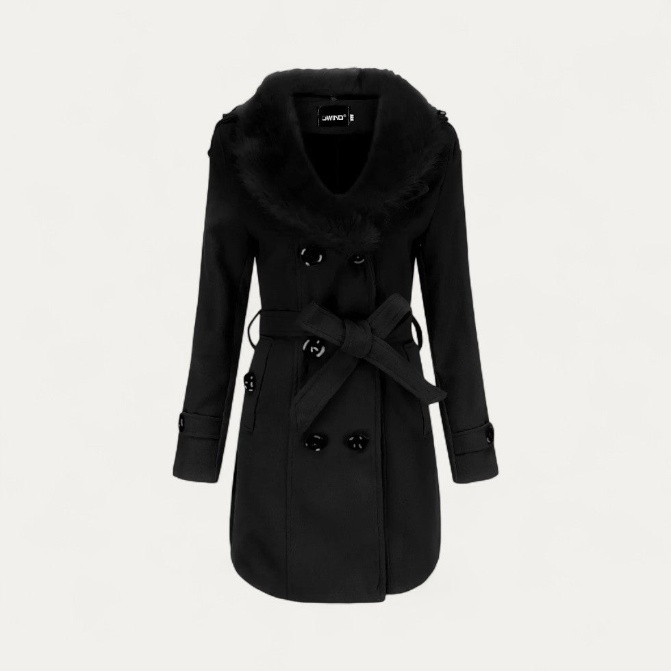 Studio Harvyn | Women - Double-Breasted Trench Coat with Faux Fur