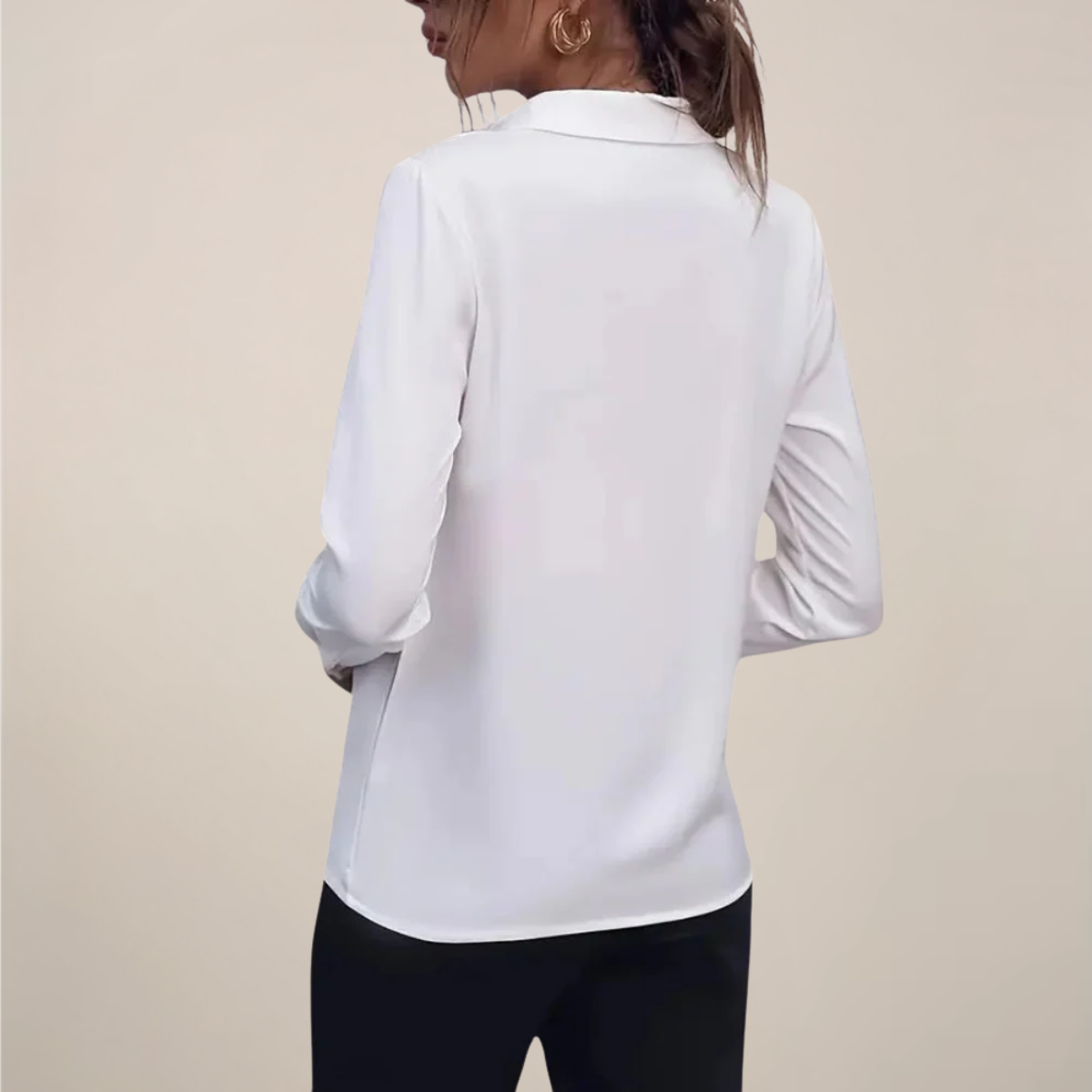 Studio Harvyn | Women – Long Sleeve Blouse with Collar - Plain Colours