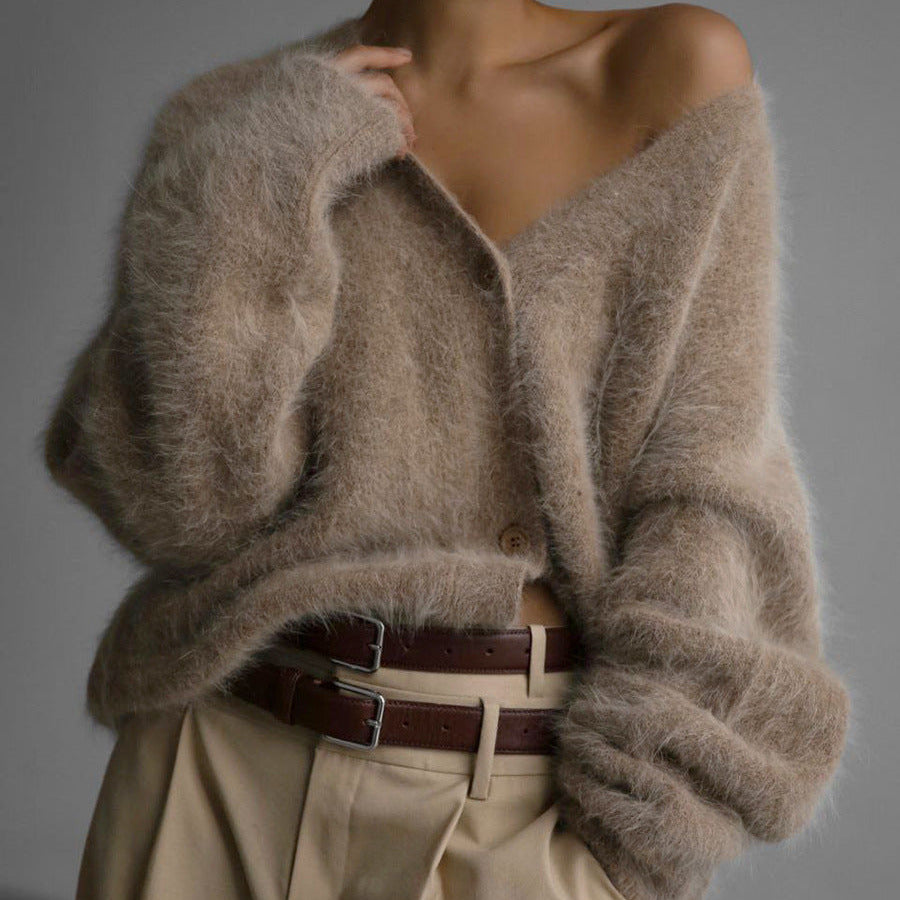 Studio Harvyn | Women - V-Neck Knitted Cardigan - Relaxed Fit