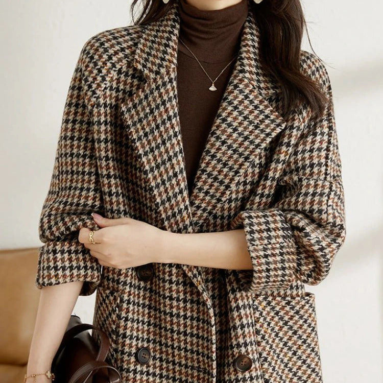 Studio Harvyn | Women - Classic Long Checkered Blazer - Autumn Style