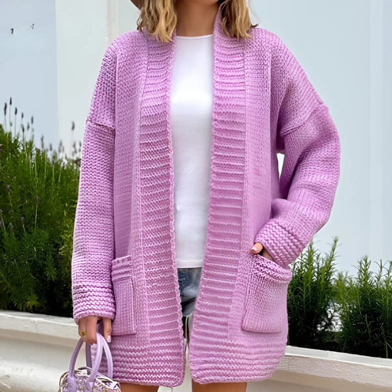 Studio Harvyn | Women - Longline Ribbed Knit Cardigan - Oversized Style