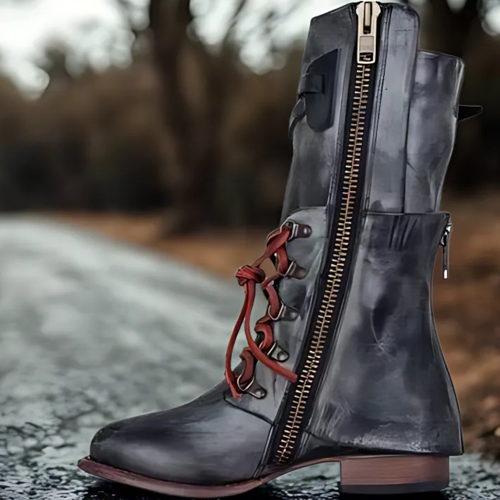 Studio Harvyn | Women - Mid-Calf Lace-Up Boots - Buckle Strap