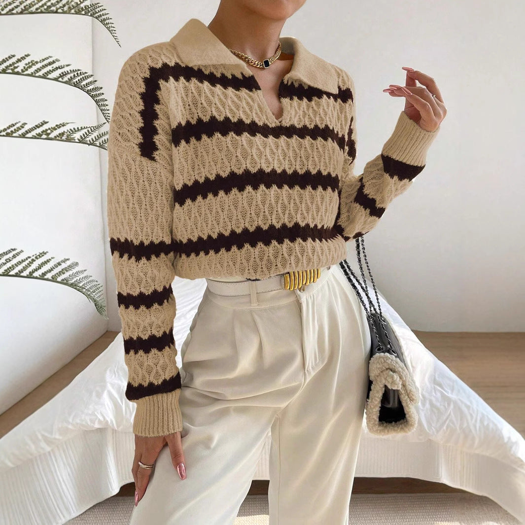 Studio Harvyn | Women - Chunky Knit Jumper - Striped Polo