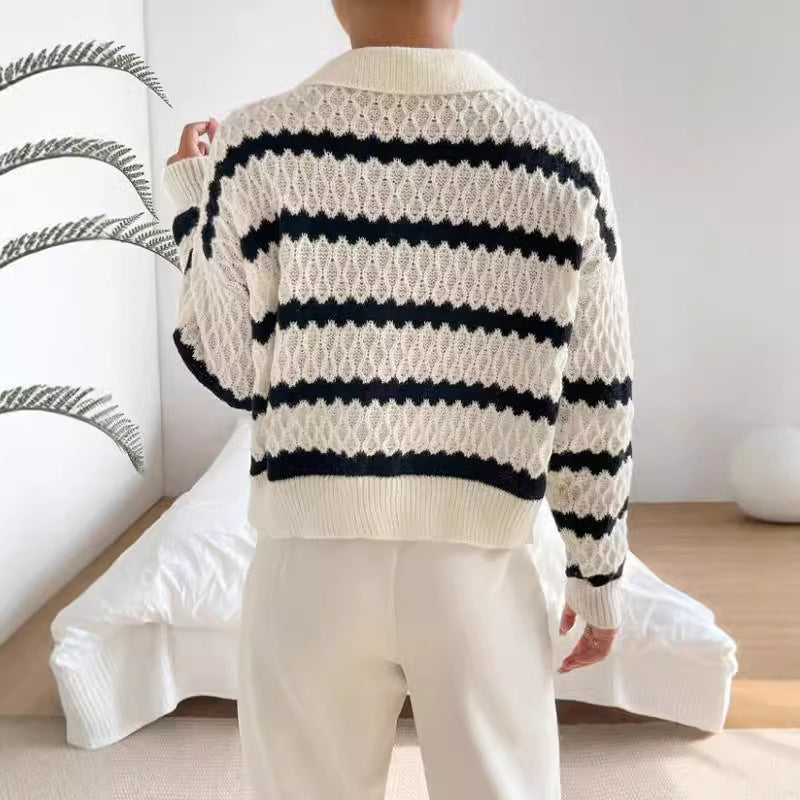 Studio Harvyn | Women - Chunky Knit Jumper - Striped Polo