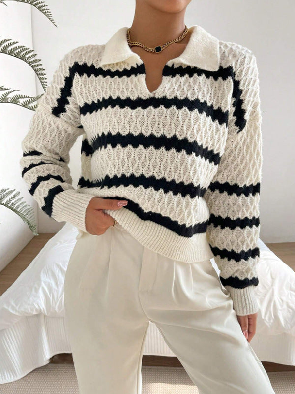 Studio Harvyn | Women - Chunky Knit Jumper - Striped Polo