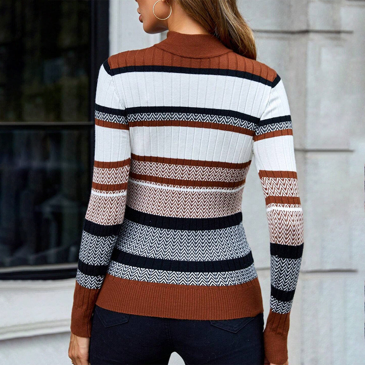 Studio Harvyn | Women - Slim Fit Knit Jumper - Striped Design