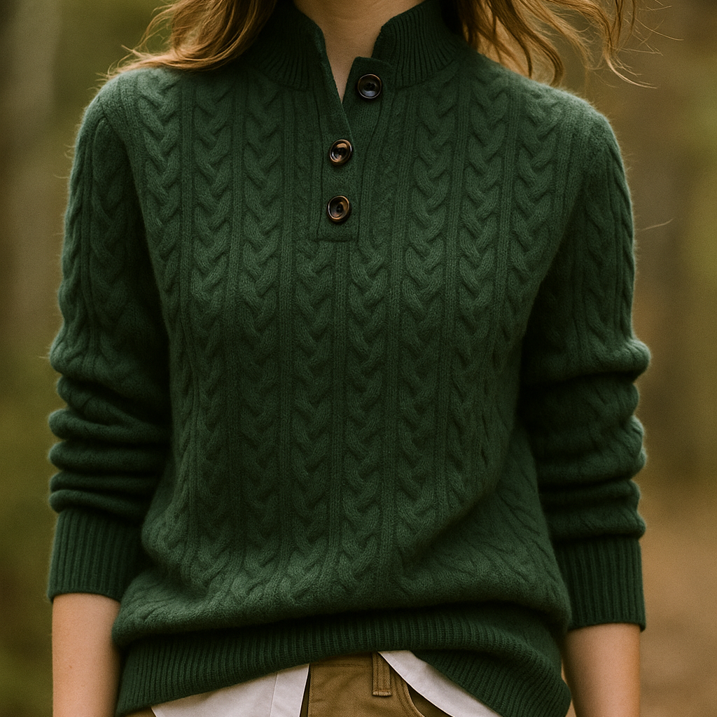 Studio Harvyn | Women - Cable Knit Pullover Sweatshirt - Funnel Neck