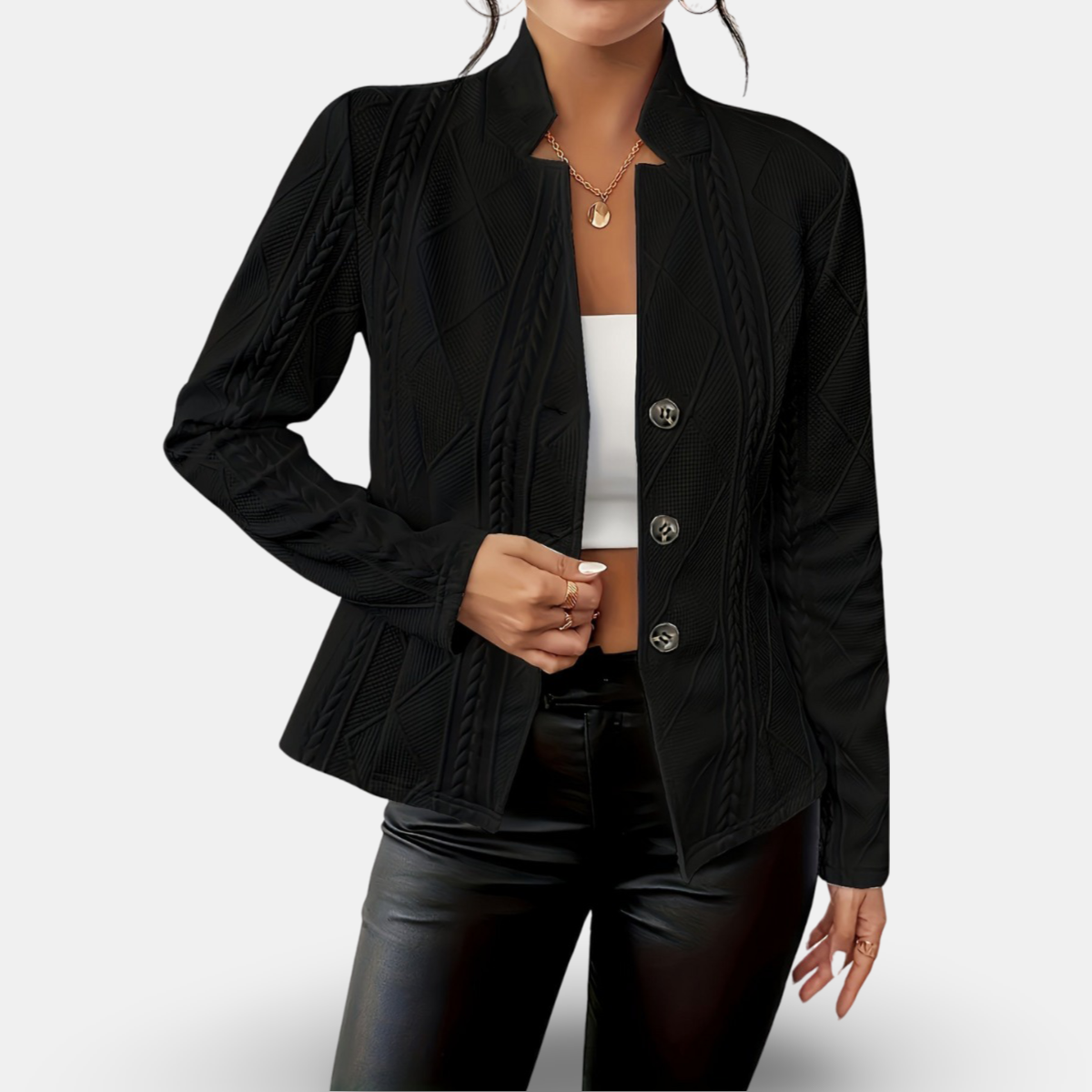 Studio Harvyn | Women - Textured Geometric Blazer - Tailored Fit