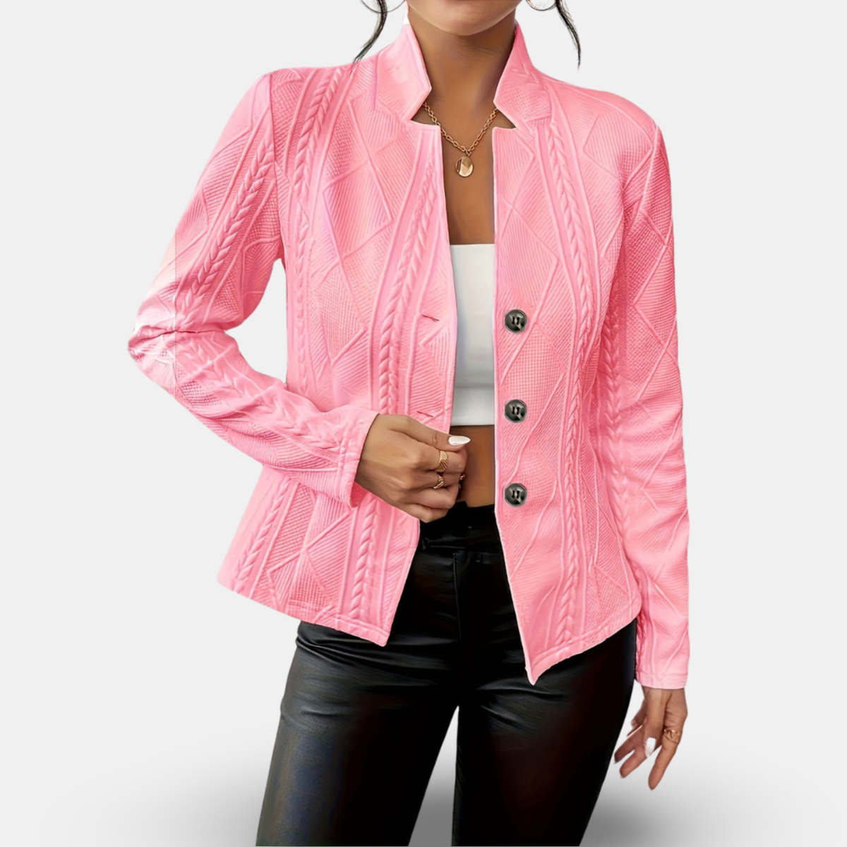 Studio Harvyn | Women - Textured Geometric Blazer - Tailored Fit