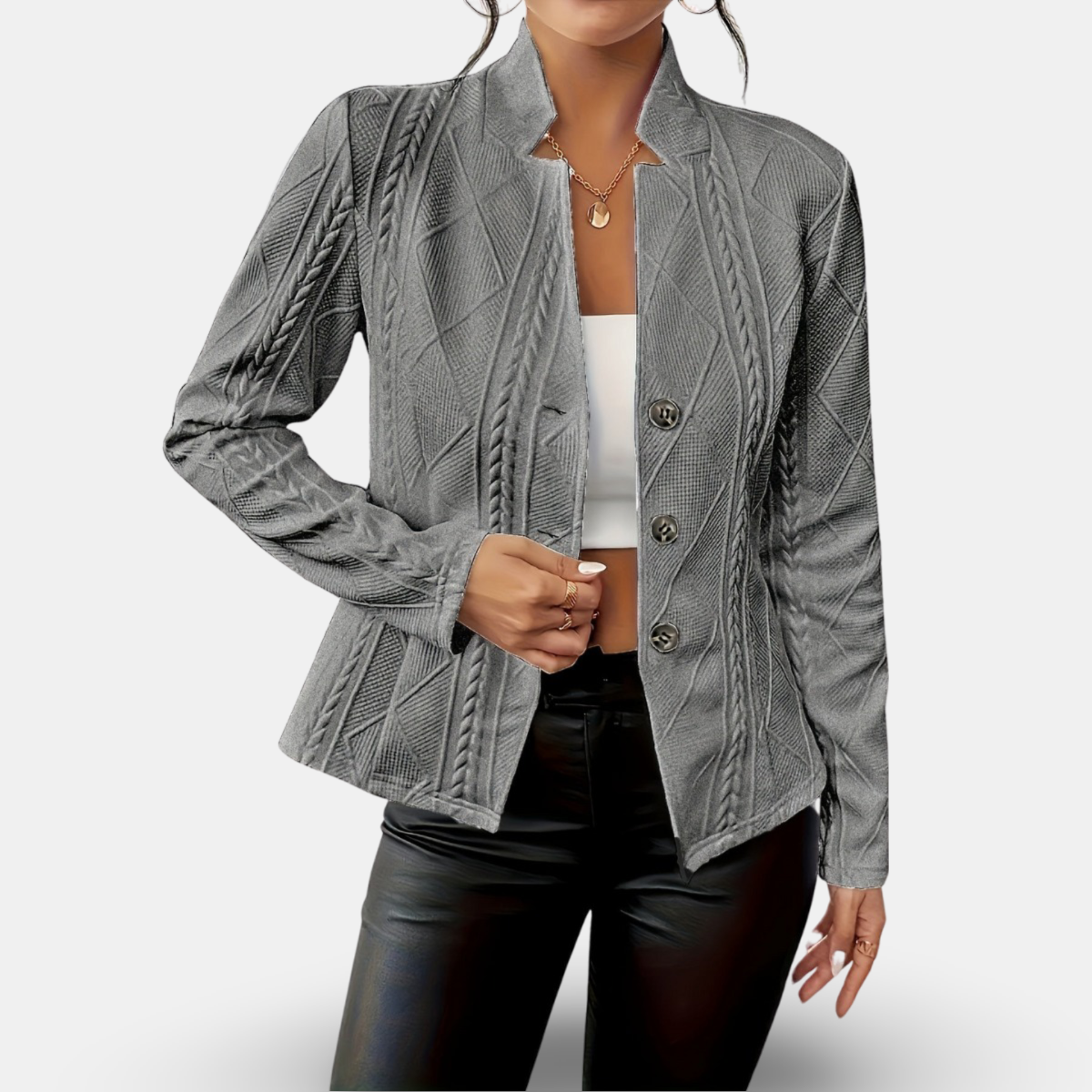 Studio Harvyn | Women - Textured Geometric Blazer - Tailored Fit
