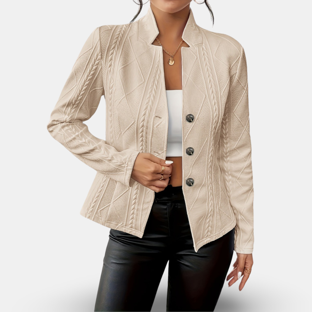 Studio Harvyn | Women - Textured Geometric Blazer - Tailored Fit