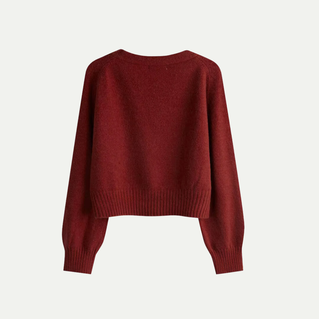 Studio Harvyn | Women - V-Neck Button Cardigan - Asymmetric Knit Style