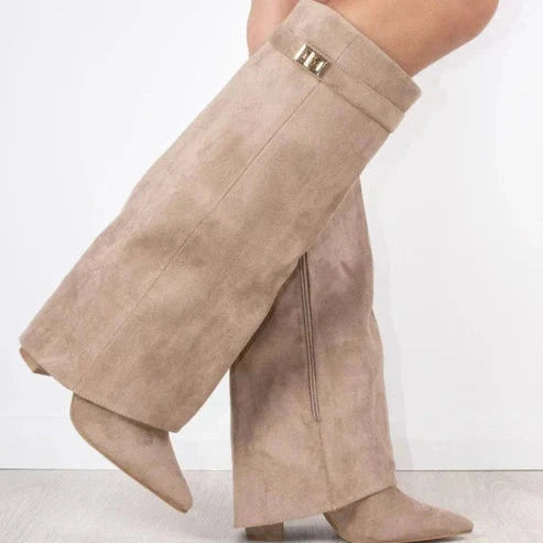 Studio Harvyn | Women - Knee-High Boots - Pointed Toe Leather Zip