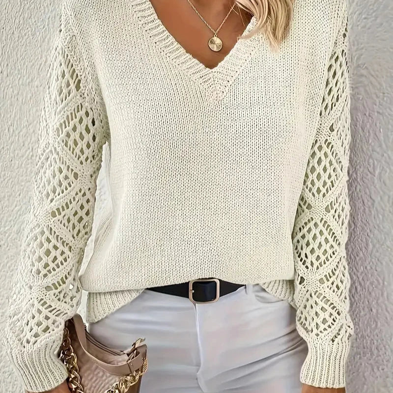 Studio Harvyn | Women - Knitted V-Neck Jumper - Acrylic Blend Fabric