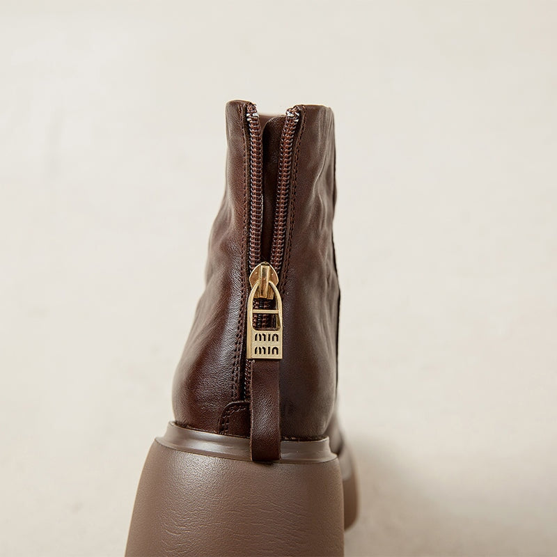 Studio Harvyn | Women - Cowhide Platform Boots - Zip-Up Enclosure