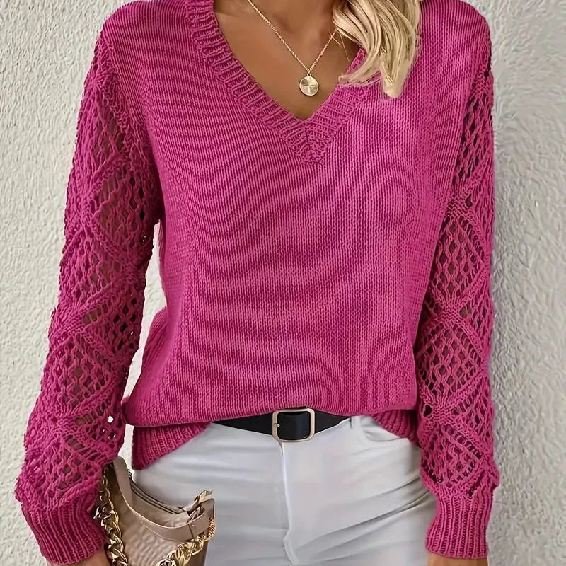 Studio Harvyn | Women - Knitted V-Neck Jumper - Acrylic Blend Fabric