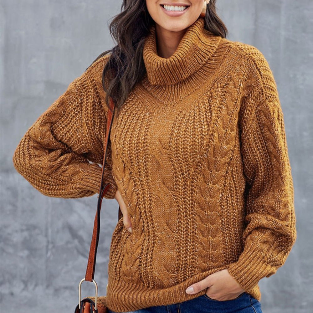 Studio Harvyn | Women – Cable Knit Turtleneck Sweater - Oversized Fit