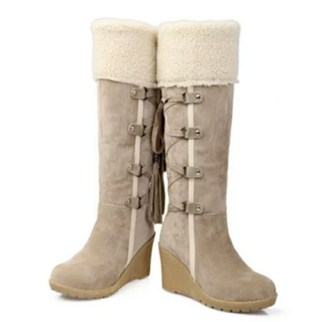 Studio Harvyn | Women - Knee-High Wedge Boots - Tassel Tie