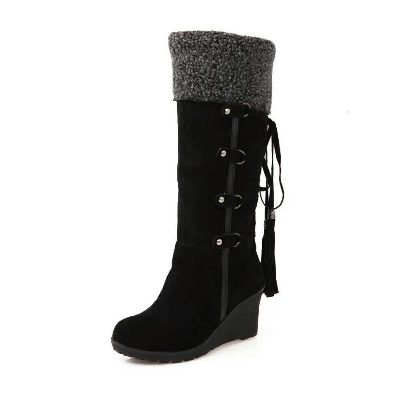 Studio Harvyn | Women - Knee-High Wedge Boots - Tassel Tie