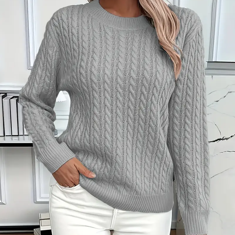 Studio Harvyn | Women – Classic Fit Sweatshirt - Cable Knit Look