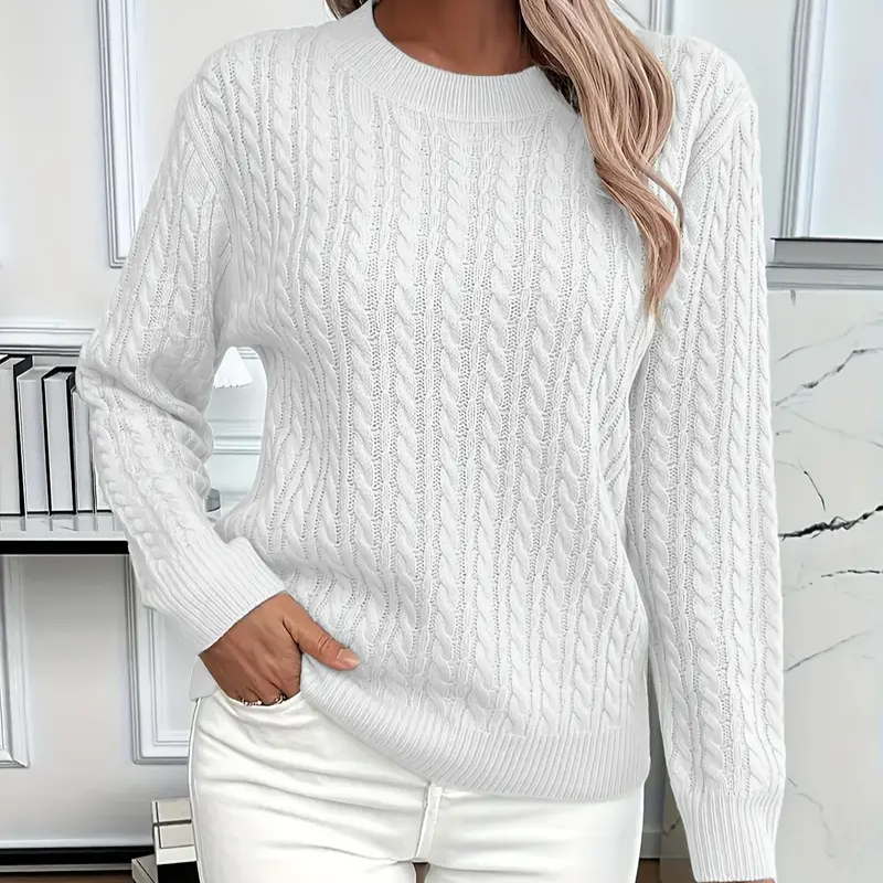 Studio Harvyn | Women – Classic Fit Sweatshirt - Cable Knit Look