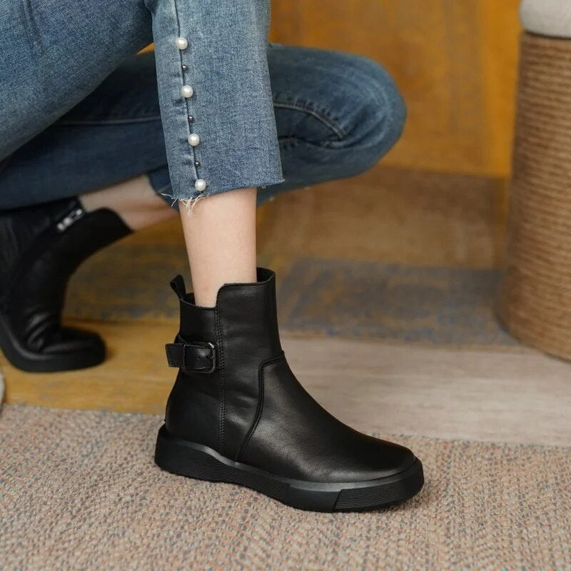 Studio Harvyn | Women – Mid-Ankle Boots - Side Buckle Design