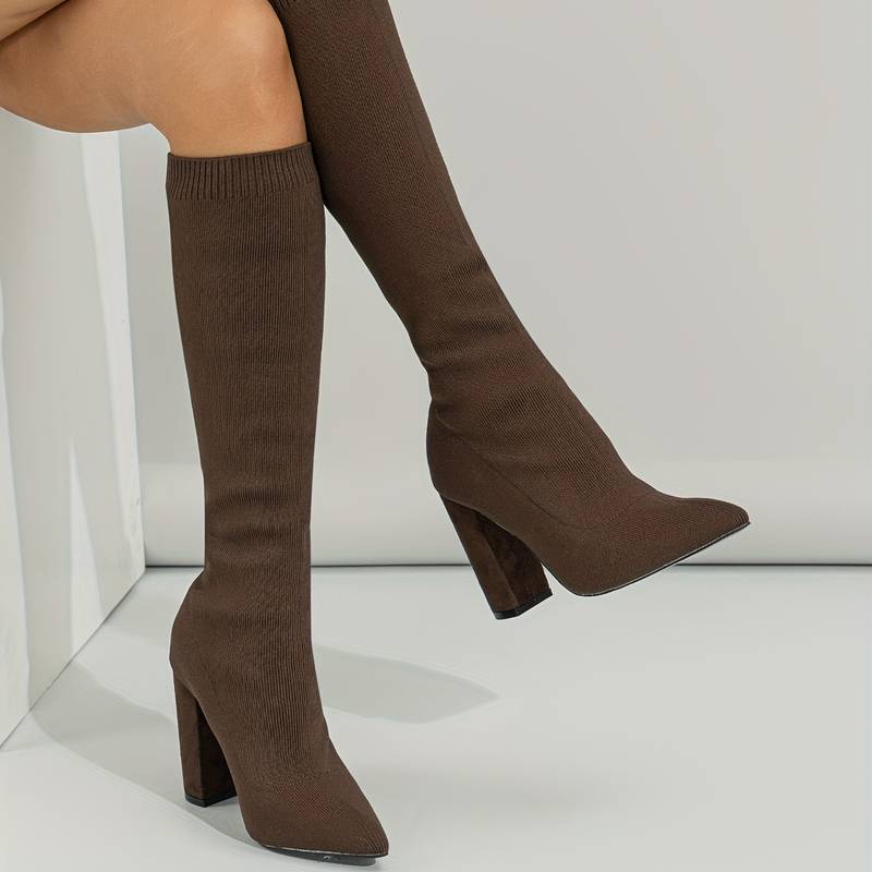 Studio Harvyn | Women - Sock Fit Knee-High Boots - Pointed Toe