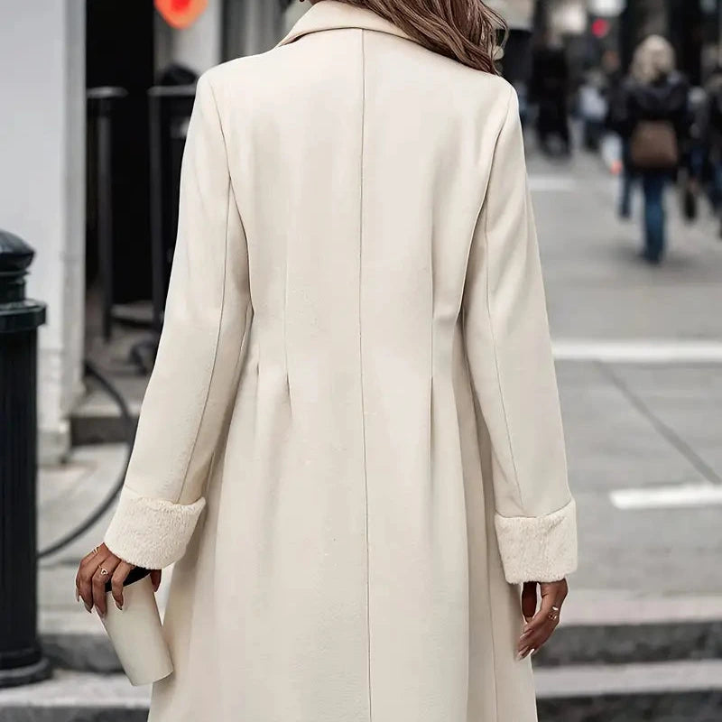 Studio Harvyn | Women - Apricot Double-Breasted Coat - Fuzzy Cuffs