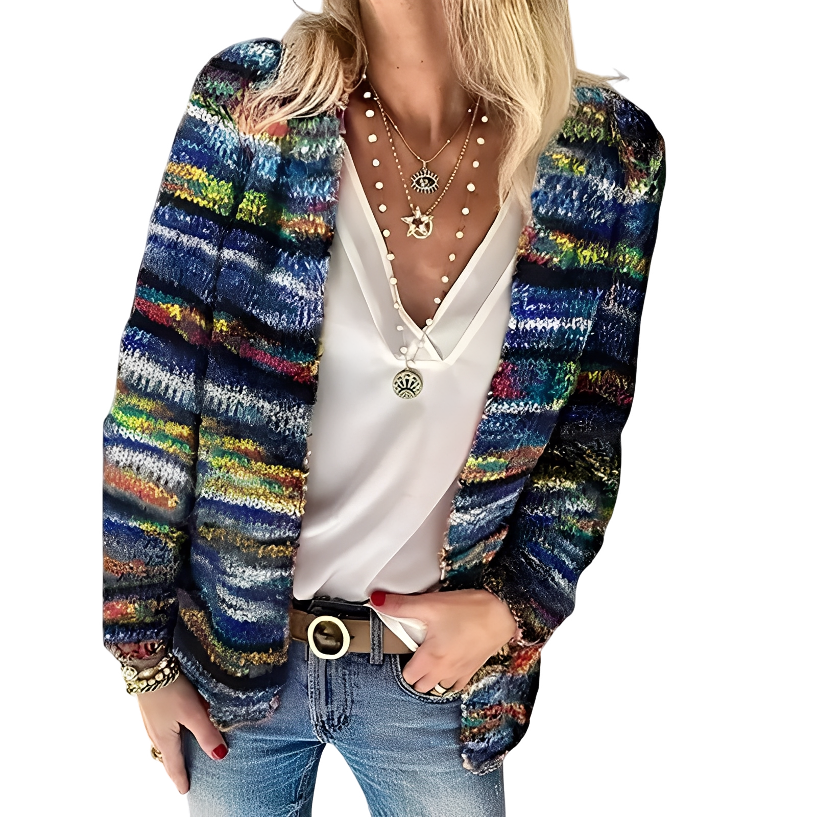Studio Harvyn | Women - Casual Multicoloured Cardigan - Cosy Knit