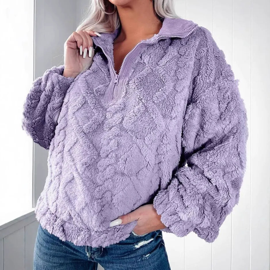 Studio Harvyn | Women – Faux Fur Pullover Sweater - Quilted with Zip