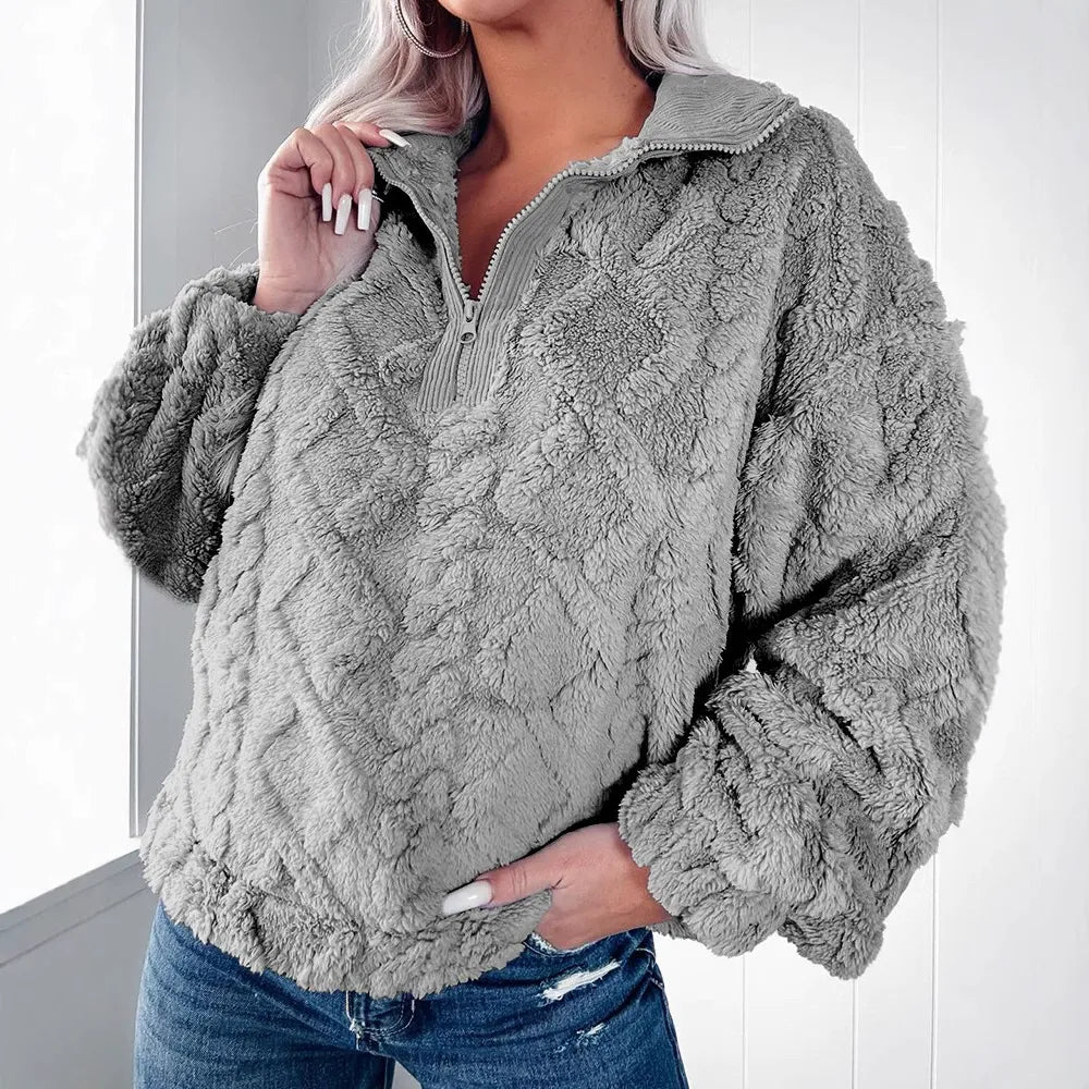 Studio Harvyn | Women – Faux Fur Pullover Sweater - Quilted with Zip