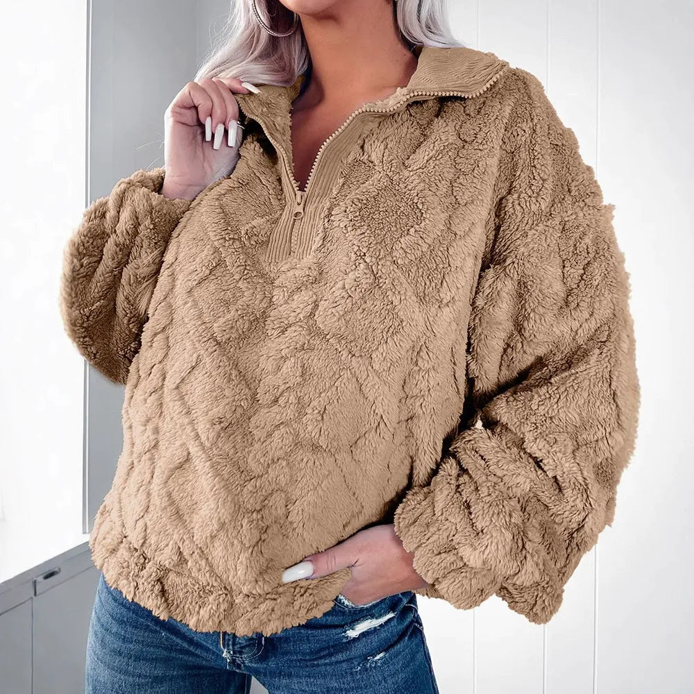 Studio Harvyn | Women – Faux Fur Pullover Sweater - Quilted with Zip