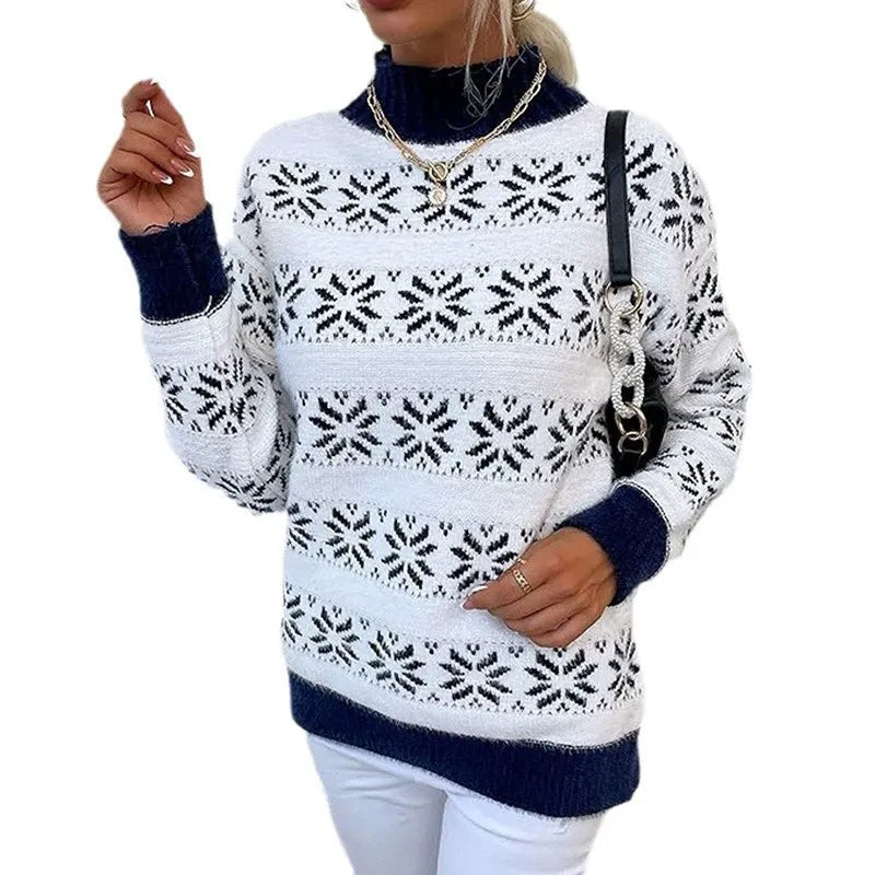 Studio Harvyn | Women – Snowflake Design Knit Sweater - Wool Blend