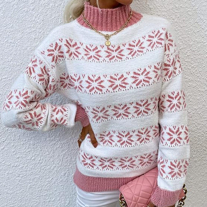Studio Harvyn | Women – Snowflake Design Knit Sweater - Wool Blend