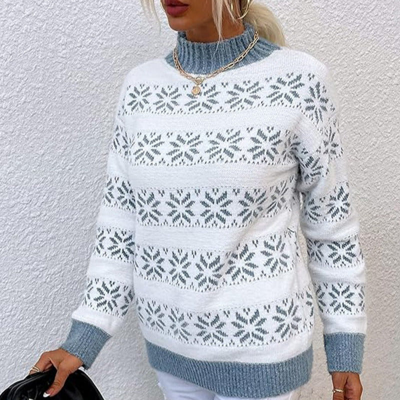 Studio Harvyn | Women – Snowflake Design Knit Sweater - Wool Blend