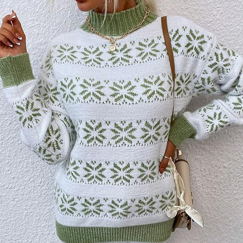 Studio Harvyn | Women – Snowflake Design Knit Sweater - Wool Blend