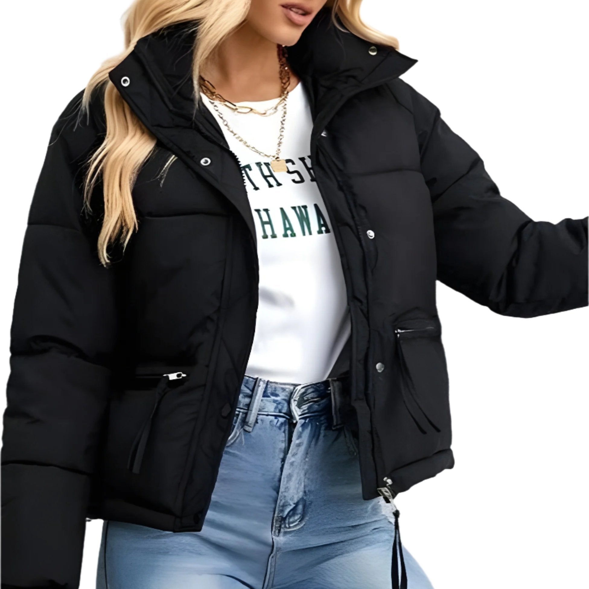 Studio Harvyn | Women - Puffer Jacket - Warm Zip High Collar